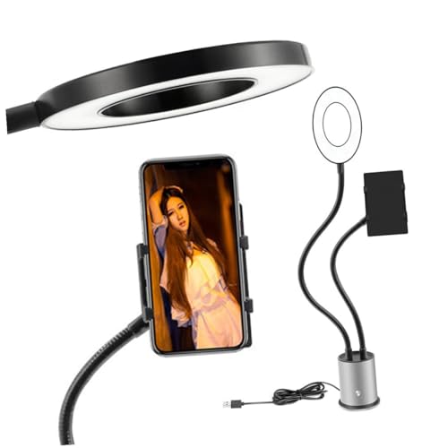 Luz de maquillaje LED NUOBESTY con soporte para móvil flexible y brillo regulable 2