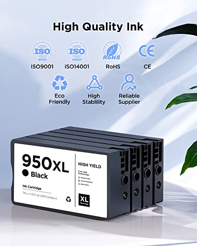 950Xl 951Xl High-Yield Ink Cartridges Combo Pack, Replacement For Hp 950 951 Xl 950Xl 951Xl Ink Cartridges, Larger Capacity, Works With Officejet Pro 8600 8610 8620 8625 Printer (4 Pack, 1Bk/1C/1M/1Y) #TOP4