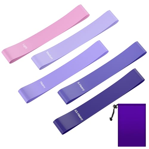 Bande Elastique Musculation(Lot de 5) avec 5 Niveaux de Résistance Différents, Bande Elastique Fitness Fournies avec Sac de Rangement – Yoga, Musculation, Pilates, Fitness