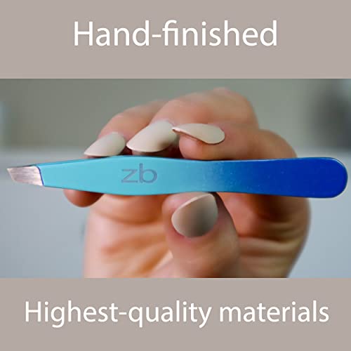 Zizzili Basics Tweezers - Limited Edition Aqua Ombré Slant Tweezer - Best Tweezers For Eyebrow, Hair Removal And Your Precision Needs #TOP3
