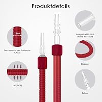 Luna Traditioneller Leder Shisha Schlauch mit Holz Mundstück, Tradi Shisha Schlauch mit Kunstleder, Hochwertiger Shisha Schlauch Traditionell für 18/8 Schliff - 1,8m (Rot) – Ansicht 4