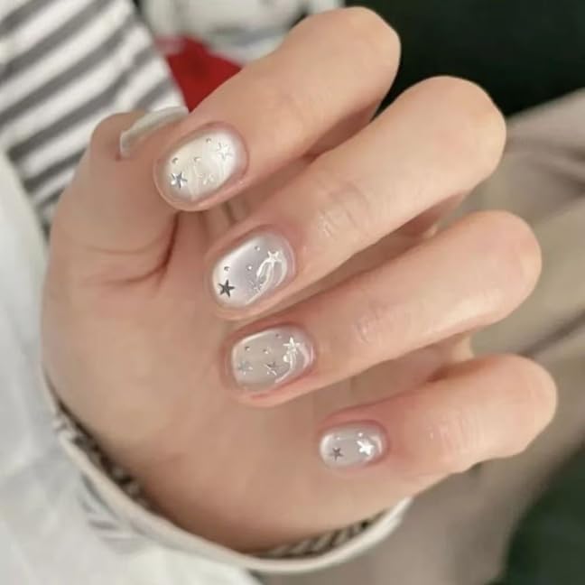Silver Glitter for Nails Design Shiny Nail Glitter Flakes Sparkling Silver Nail Sequins Star Sequins for Crafts Glitters Nails Charms Manicure Decor Sequin Paillettes