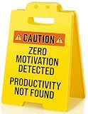 BuiltFit Funny Employee Appreciation Gifts - Zero Motivation Detected, Productivity Not Found, Hilarious Office Decor Desk Sign Accessories for Women Men Boss Coworker Teammate Birthday Gift