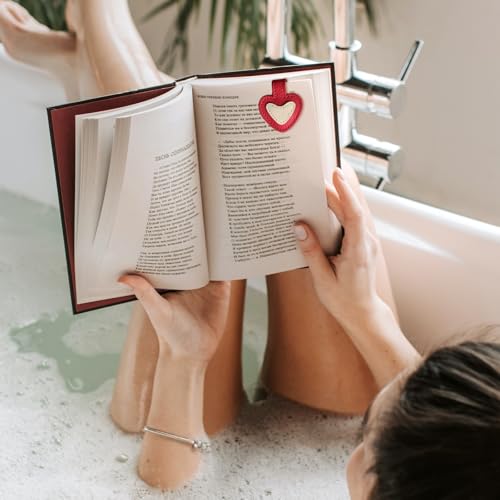 Image of Book Weight Holder Wooden Thumb Book Page Open Weighted Bookmark Corner Reading Accessories Office Desk Decor Executive Gift for Writer Reader (Red)
