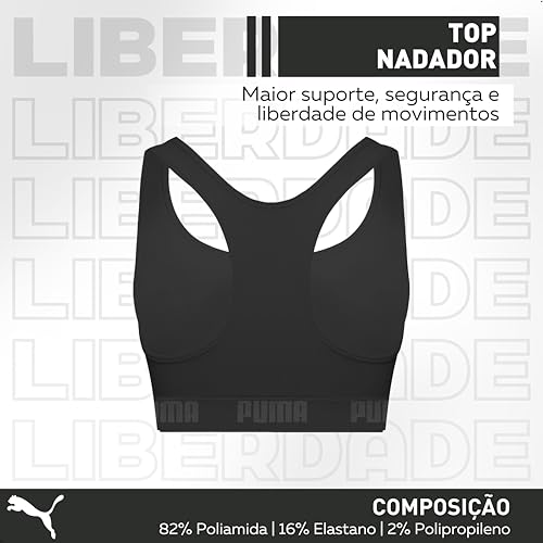 PUMA Top Puma Outlet Nadador 40mm Esportivo Fitness Feminino Adulto, Preto, M
