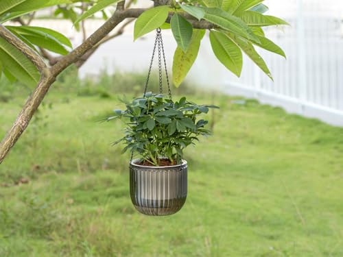 Calvalor 16.5 cm Set of 2 Hanging Plants Pot Hanging Flower Pots Outdoor Hanging Basket Outdoor Hanging Basket Hanging Indoor Hanging Pot for Plants Hanging Flower Pot Hanging Flower Pots Hanging - Image 3