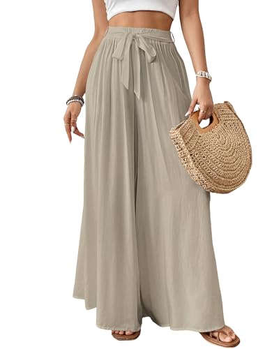 Image of Bsubseach Women Wide Leg Pants Floral Flowy Palazzo Pants