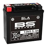 BS Battery 300841 12N5.5-4A AGM SLA Motorrad Batterie, Schwarz