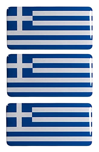 BIKE-label Lot de 3 autocollants 3D Grèce - 70 x 35 mm - Pour voiture, moto, voiture Cover