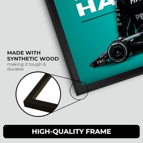 Image of Lewis Hamilton Merceds Poster | Framed Merceds F1 Car A4 Sized (31 x 23 cm) | Lewis Hamilton F1 Poster | Merceds Car Posters for Wall, Gift for Boys, Formula 1 Frames | Formula 1 Frame (F 244)