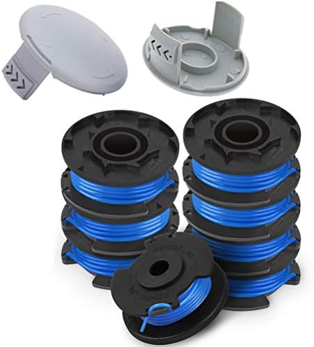 TOPEMAI AC14RL3A String Trimmer Replacement Spool Line 0.065” for Ryobi One+ 18V, 24V, and 40V Cordless Trimmers(8 Spools + 2 522994001 Caps)