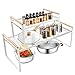SWAWIS Scaffale da Cucina, Portaspezie, Organizzatore per Armadietto da Cucina, Ripiano per Armadio, Ripiano Portaoggetti, 50,2 x 51,5 x 21 cm + 32,5 x 21,5 x 21,5 cm Portaspezie
