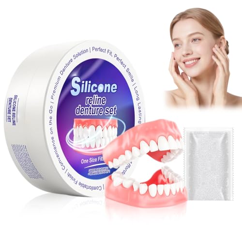 Silicone Reline Denture Set, Upper and Lower Denture Reline Kit, 1 Bottle