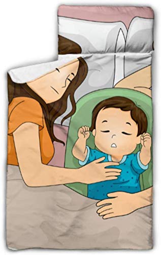 LZMM Sleeping Couple Warm Family Union Nap Cot Mat Girls Travel Sleeping Bag with Blanket and Pillow Rollup Design Great for Preschool Daycare Sleepovers 50"x20"