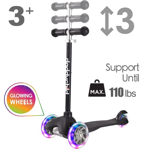Image of 3 Wheel Scooters for Kids, Kick Scooter for Toddlers 2-6 Years Old, Boys and Girls Scooter with Light Up Wheels, Mini Scooter for Children (Black)