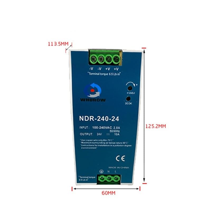 1pcs NDR-240-24 Ultra Thin DIN Rail Mounted 24V 10A for Industrial Control Drive Electric Cabinet Switch Power Supply(240W 24V 10A)