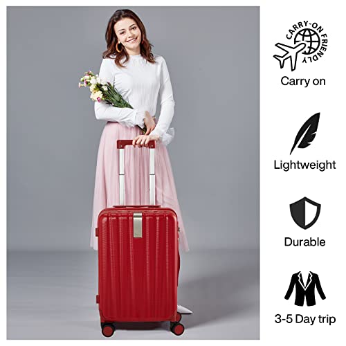 Hanke 20 Inch Carry On Luggage Airline Approved, Lightweight Pc Hardside Suitcase With Spinner Wheels & Tsa Lock,Rolling Luggage Bags For Weekender,Carry-On 20-Inch(Red) #TOP6