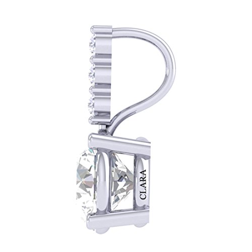 Clara 92.5 Sterling Silver White Gold Plated Round Brilliant Solitaire Pendant Chain Necklace for Women & Girls - Image 4