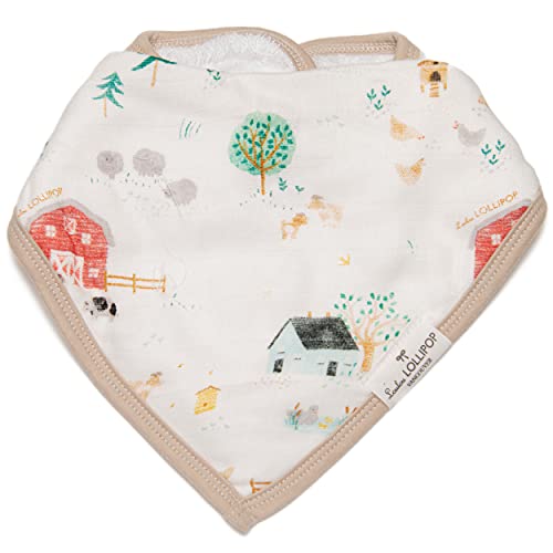 Loulou Lollipop Soft Breathable And Absorbent Muslin Bandana Bib Drool Bib Set For Baby Girl And Boy, Adjustable 3 To 36 Months, 2 Pack - Animal Farm #TOP1