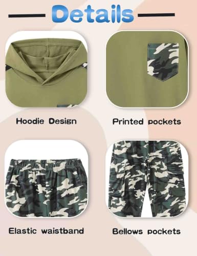 Image of mksodopy Boys Clothes Long Sleeve Hoodie and camouflage cargo pants Boy Outfits for 6-16 Years