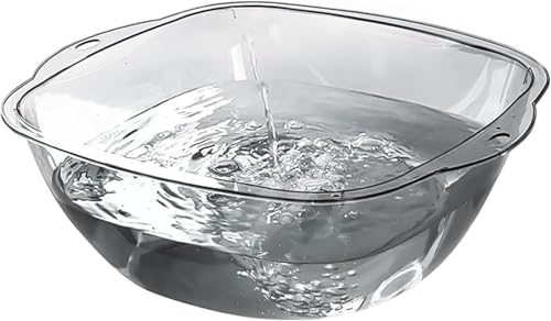 Livmorx 洗面器 北欧デザイン コンパクト たらい 透明 湯おけ 雑貨 洗濯 掃除 足浴 旅行用 多用途 風呂 アウトドア (グレー,中サイズ)