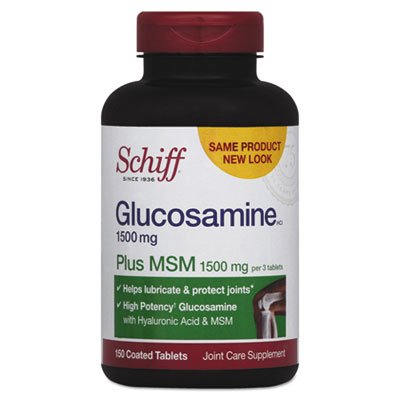 Schiff Glucosamine 1500mg Plus MSM and Hyaluronic Acid 150 tablets - Joint Supplement Pack of 12