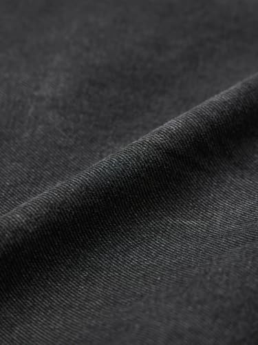 Image of The Souled Store Wide-Leg Denim: Carbon Black Japanese Script Embroidered Women and Girls Buttoned Black Washed Cotton Denim Wide Leg Fit Six Pocket Everyday Denim Jeans