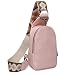 Produktbild HAIWILL Crossbody Sling Bag Damen Umhängetasche Breiter Riemen Schultertasche Leder Handtasche Kleine Bauchtasche Brusttasche Handy Tasche für iPhone 14/14 Pro Max/13/12/11/XR (Rosa)