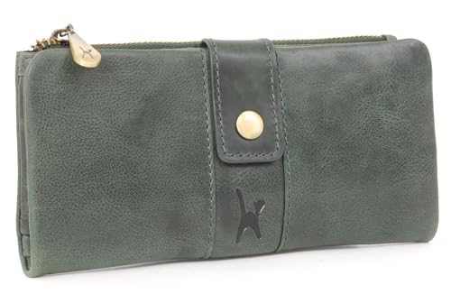 Catwalk Collection Handbags   Cartera Grande de Mujer   Monedero de Piel   Billetera para Móvil y 14 Tarjetas   RFID   Caja Regalo   Fiona   Verde