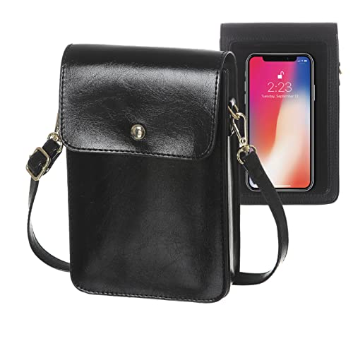MINICAT Touch Screen Cell Phone Purse Clear Window Small Crossbody Bags for Women(Touch Screen-Black)