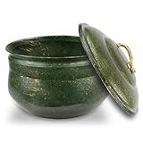 Garden Hose Holder Storage Pot with Lid Antique Gold Green Finish Lattice Steel