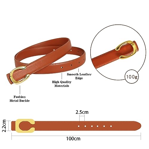 Image of Aurolran Women's Fashion Classic Metal Buckle Leather Belt with Jeans Dress