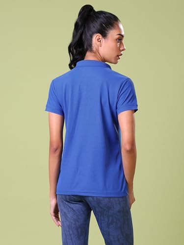Image of TECHNOSPORT Womens Polyester Slim Fit Solid Half Sleeve Polo Matpiq T-Shirt with Techno Dry, Anti Static for Regular Use