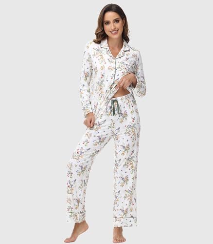 Pajamas Set for Women Soft Long Sleeve Button Down Sleepwear Viscose from Bamboo Pjs S-XXL4