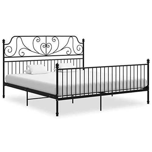Bettgestell Metallbett Schlafzimmer Bett Doppelbett Schlafzimmermöbel Bettrahmen Lattenrost Pulverbeschichtetes Metall Bettgestell Schwarz,200 x 200 cm
