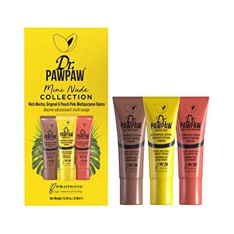 Dr.PAWPAW Mini Nude Lip Balm Gift Collection | Rich Mocha, Original and Peach Pink Tinted Multipurpose Balm 10ml | 3 x 10ml Balms | Natural, Vegan and Cruelty Free Lip Balm Gift Set Cover