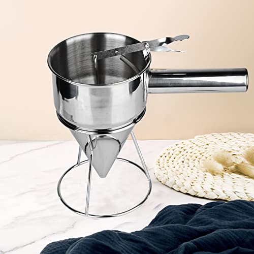 Foto von Kolbentrichter Pfannkuchen Teigspender, Nizirioo Edelstahl Teigportionierer Küchentrichter Fülltrichter Batter Trichter mit Rack, Backtrichter für Zuhause Küche Bäckerei Kuchen Desserts Kochwerkzeuge
