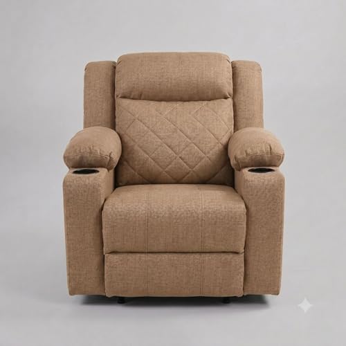 Image of Amazon Brand - Solimo Cosmo | Single Seater Sofa Recliner | Manual Recliner (Velvet Beige) | 1 Year Warranty