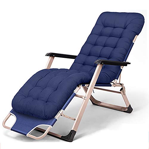 Preisvergleich Produktbild Relaxliege Liegestuhl, Verstellbar Freizeitliege, Gartenliege Klappbar Sonnenliege, Aluminiumrahmen Dreibeinliege mit 5 cm Dicker Matratze, Abnehmbares Kopfkissen, bis 200 kg belastbar, anthrazit,Blue
