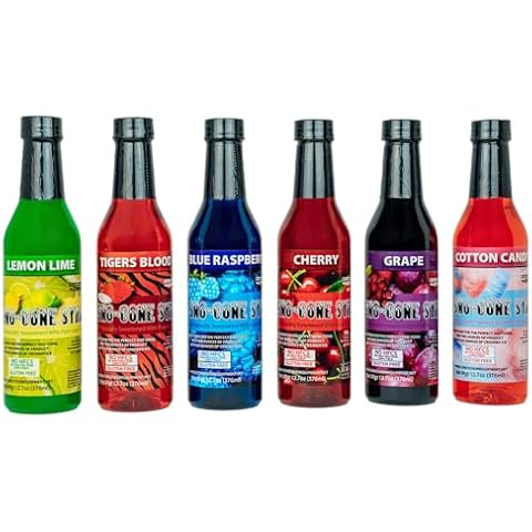 12.7oz Pure Cane Sno-Cone Syrup-No High Fructose Corn Sugar! (Six Flavor Variety Pack) Cover