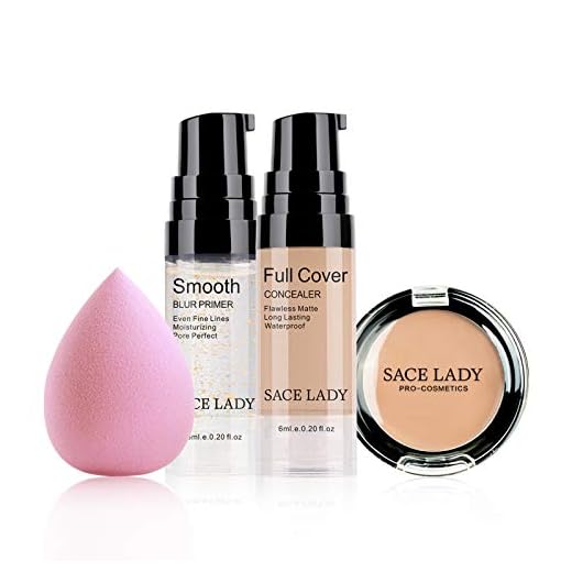 Waterproof Full Coverage Concealer With Primer Sponge Set, Smooth Matte Flawless Creamy Liquid Foundation Corrector Makeup Kit for Face Eye Dark Circles Spot Acne Scar Cover (0.2Fl, Natural)