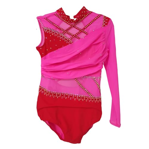 LIUHUO Rhythmic Gymnastics Leotards Fashionable Comfortable Elegant Pink High Neck