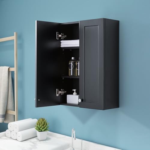 Matte Black Wall Mount Medicine Cabinet - Over Toilet Storage