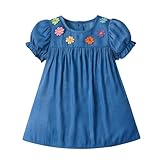 Tearfuty Toddler Baby Girls Summer Dress Short Sleeves Dress for 12 Months-5 Years Blue