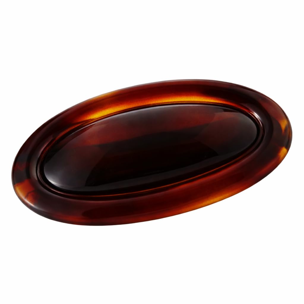 Parcelona French Oval Large 4 Inch Tortoise Shell Cellulose Acetate Hair Clip Barrette with Rubberized Clasp for Ponytail and Half-Up Hairstyles