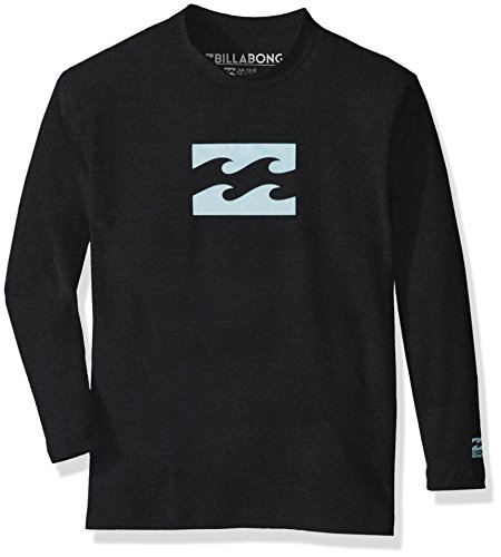 Billabong Boys' Big Long Sleeve Wave Rashguard, Black Heather, 8