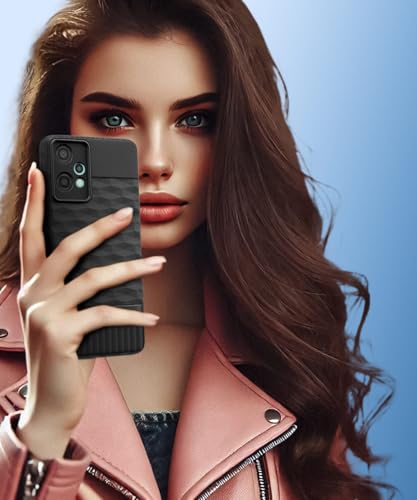 Image of WOW IMAGINE Back Cover for 1+ OnePlus Nord CE 2 Lite 5G with Hexa Cube Design | Ultra Slim Soft Rubberised Case | Inner Velvet Fabric | Matte Silicone Flexible Mobile Case | Camera Protection - Black