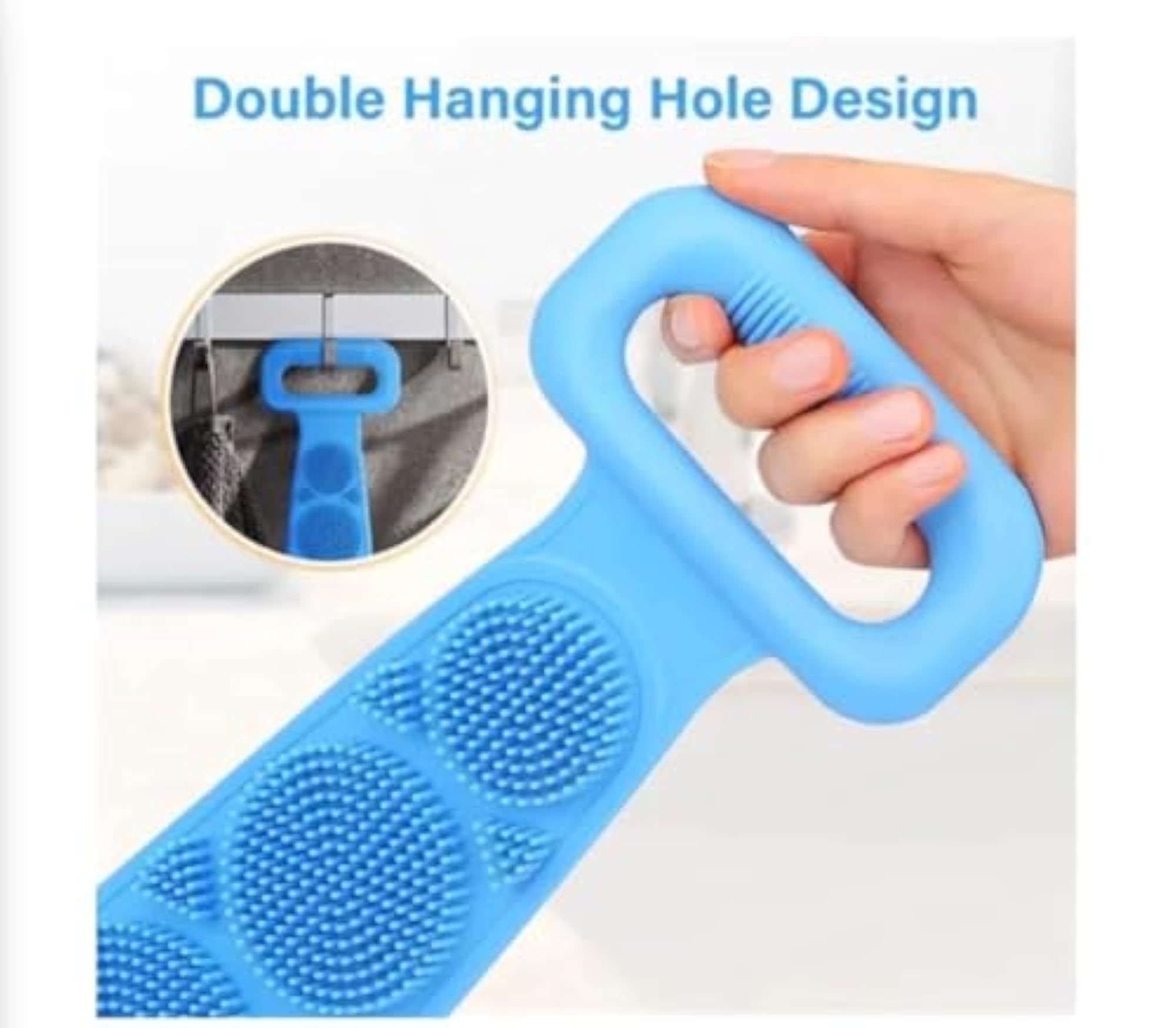 Silicone Back Scrubber Belt for Bathing, Dual-Sided Flexible Strap