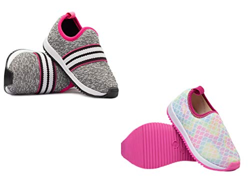 Kit com Dois Tênis Jogging Infantil Casual (26, Rosa e Sereia)