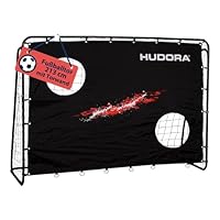 HUDORA Fußballtor Trainer mit Torwand I Robustes Outdoor-Tor für Kinder & Erwachsene I Tormauer mit Zwei verstärkten Schusslöchern I wetterfestes Tor für Training & Freizeit - Standard-Edition